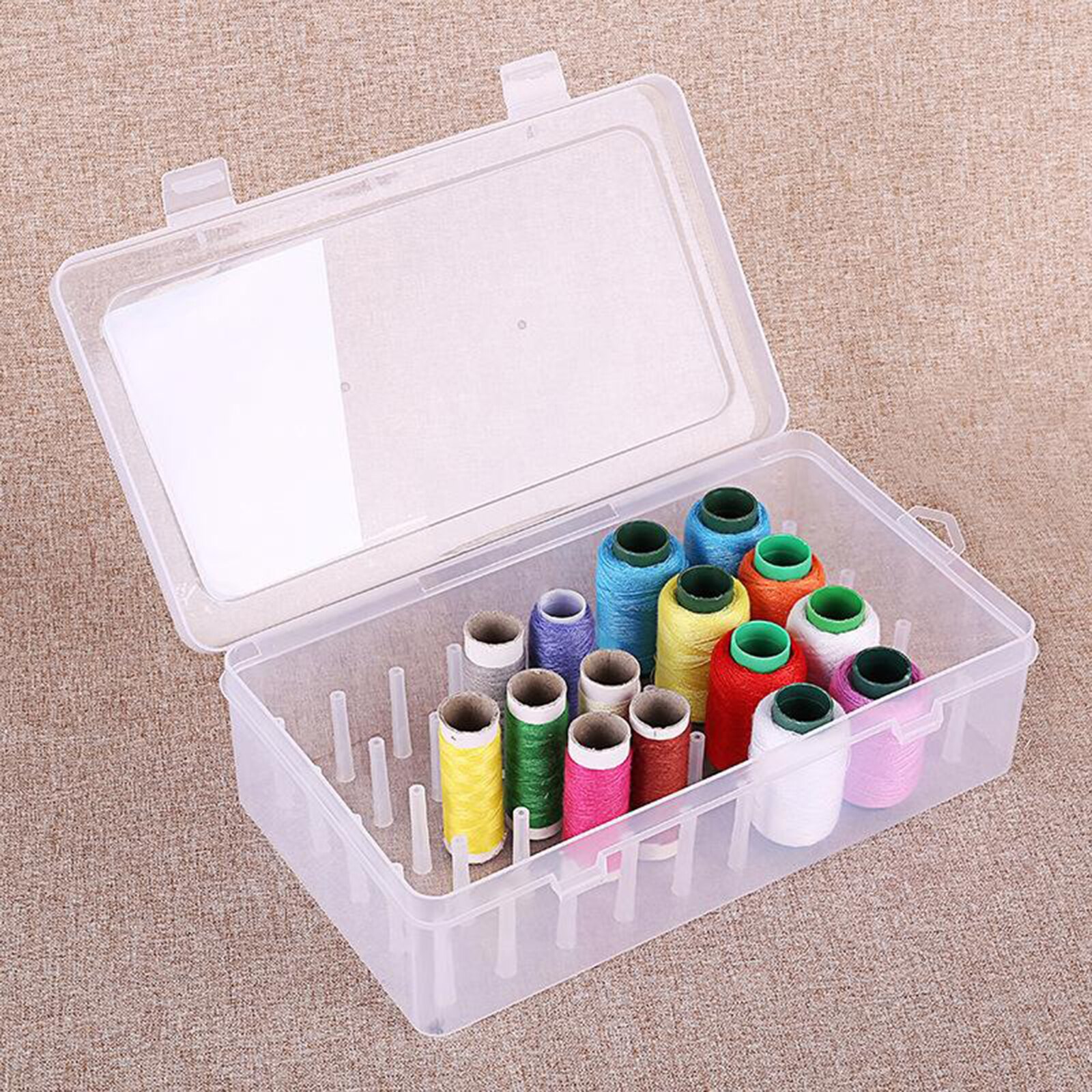 Caja de plástico para bobinas de costura, organizador de almacenamiento de hilos, clasificación