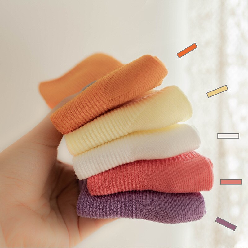 5 Paare/los freundlicher Socken Frühling Sommer Neue Einfarbig Doppel Nadel Baumwolle freundlicher Baby Socken für 1-8 jahre Jungen Mädchen