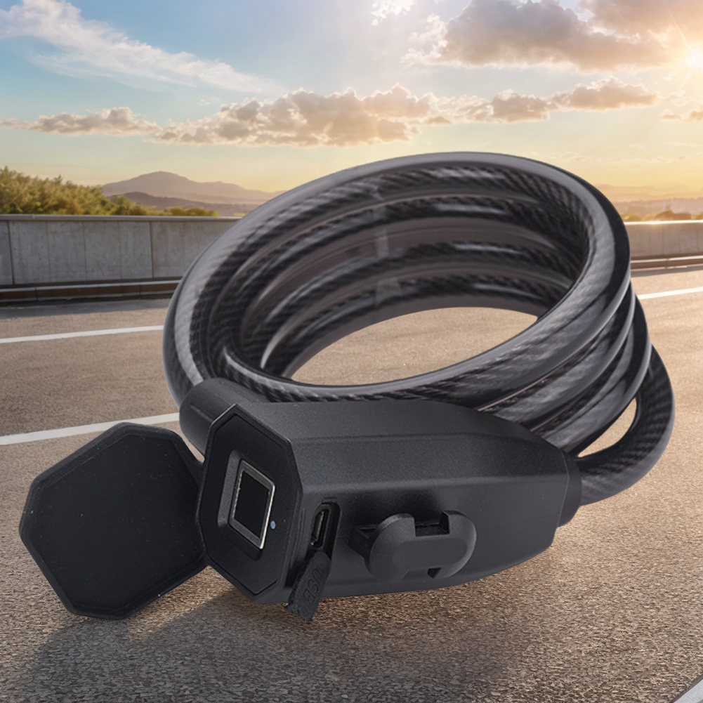 Fingerabdruck-Fahrradschloss, USB-Aufladung, schlüsselloses Motorrad-Sicherheitsschloss, Diebstahlsicherung, Fahrradschloss für Elektrofahrrad, Rolle