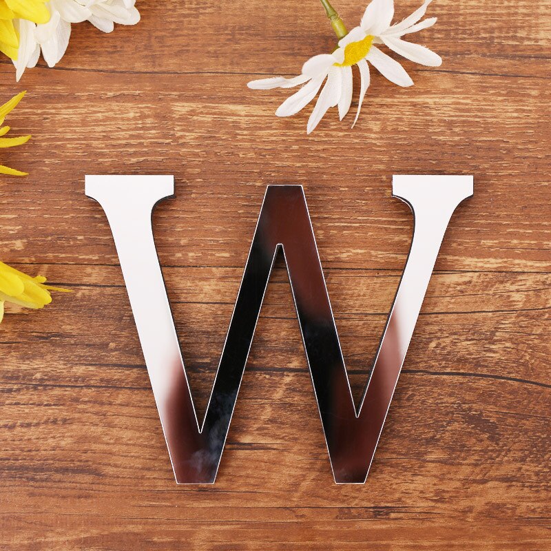 Silver Letter Acrylic 3D Mirror Wall Sticker Home Decor Alphabet Poster For Birthday Party Wedding Diy Wallpaper Peel & Stick: Dark Khaki