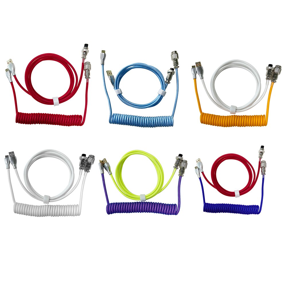 Coiling Mechanical Keyboard Coiled Aviator Wire Type-C USB Keyboard Type C USB Cable Mechanical Keyboard Aviation Connector