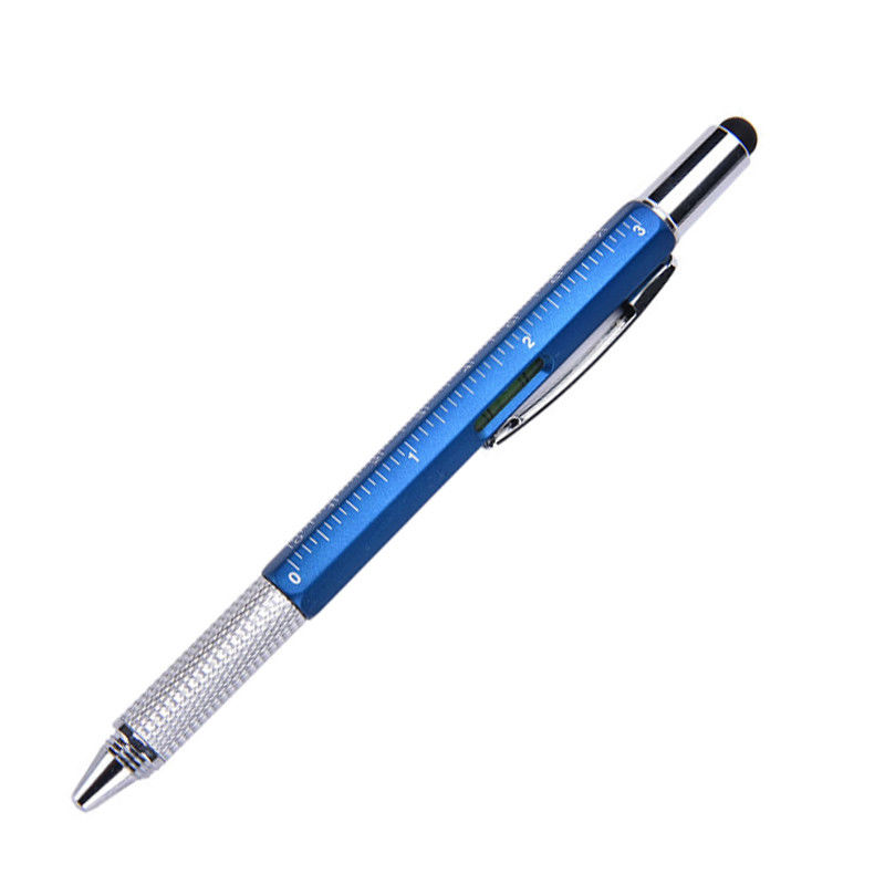 Bolígrafo multifuncional 7 en 1 con dispositivo multitech moderno, regla de medición, destornillador, nivel de lápiz óptico de pantalla táctil: Borgoña