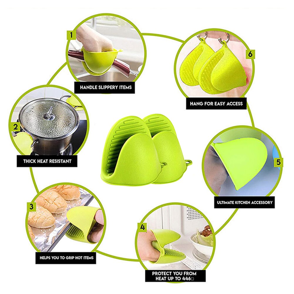 3pcs Anti Scald Cooking Easy Clean Oven Mitt Set Baking Waterproof Long Gloves BBQ Potholder Table Mat Grilling Soft Silicone