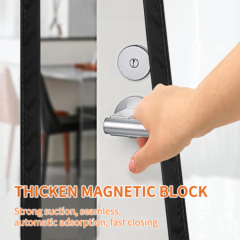 Transparent Insulated Door Curtain, Magnetic Thermal Door Cover Screen Door Self-Closing Privacy Door Screen Hands Free for Pati
