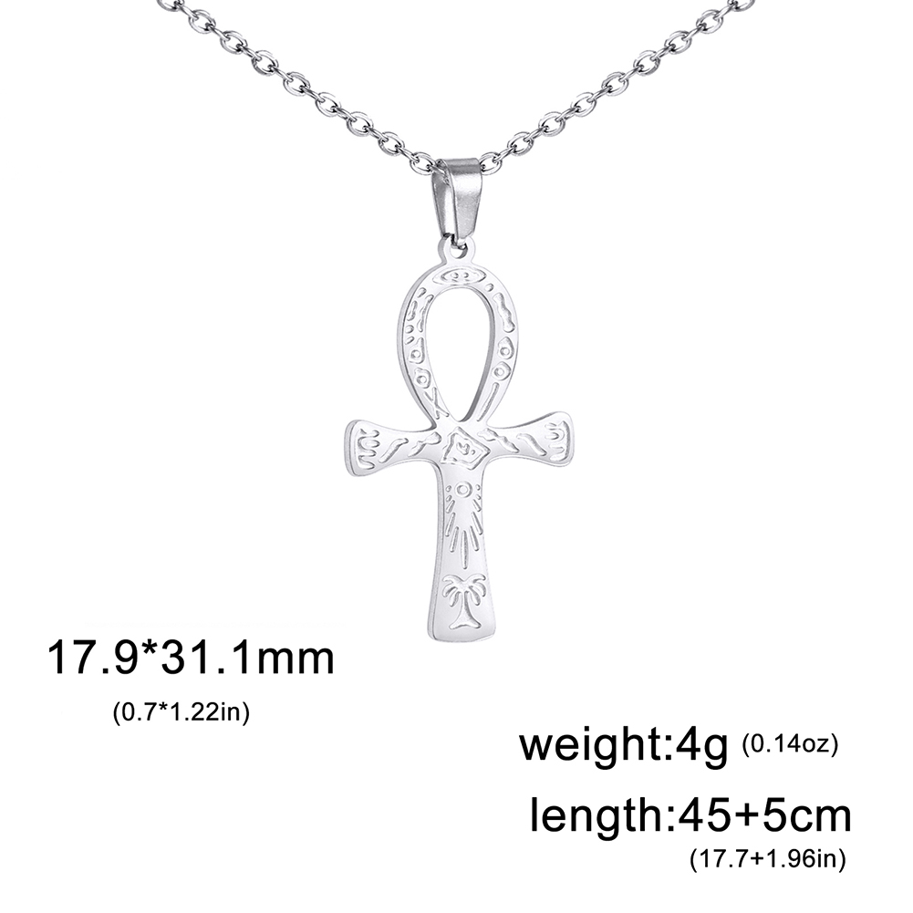 Lucktune Ankh Cruz amuleto egipcio collar de acero inoxidable llave de la vida símbolo crucifijo colgante collar mujeres joyería religiosa: Color oro puro