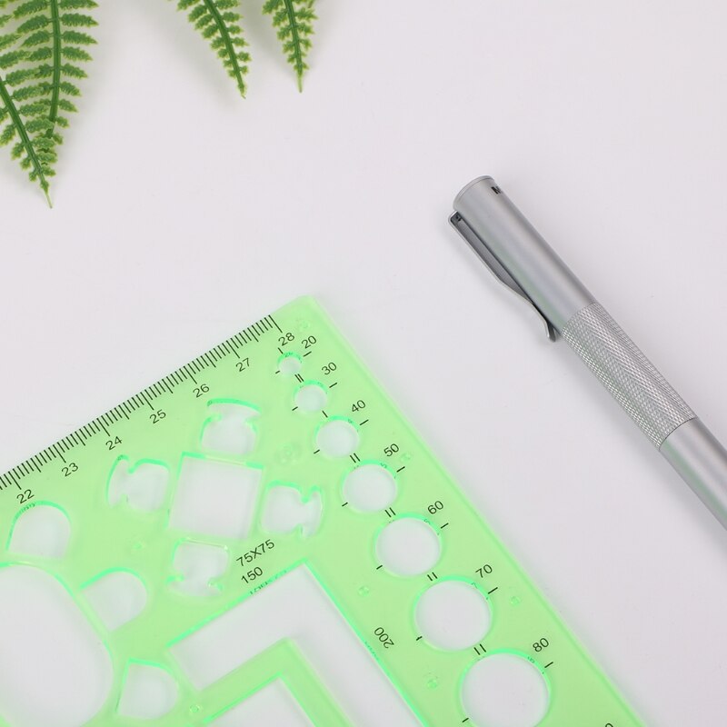 Plastic Circles Square Geometric Template Ruler Stencil Measure Tool Students