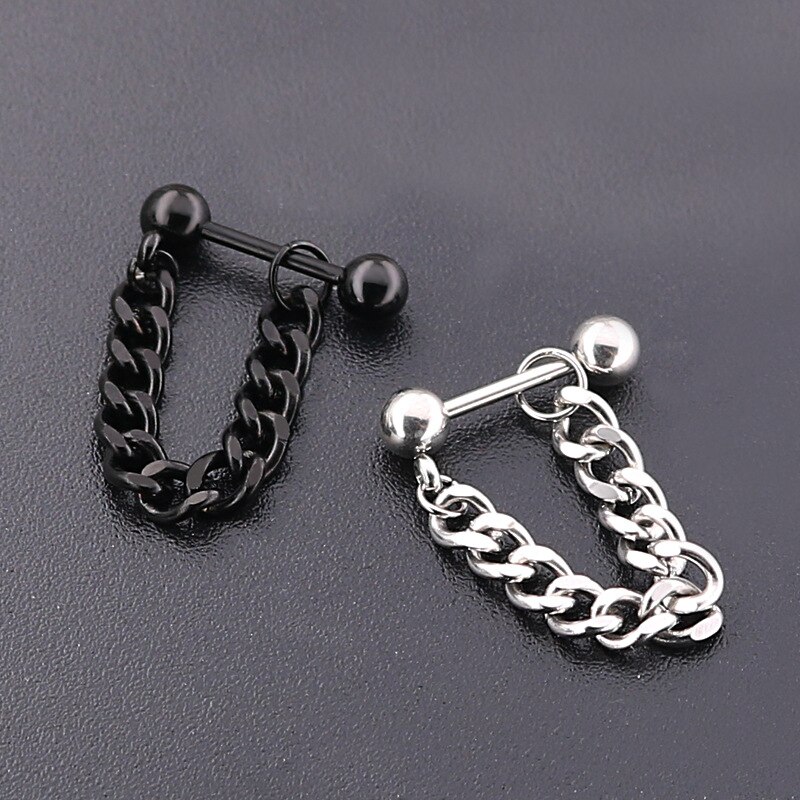 1Pc Ketting Stud Oorbellen Brincos Mode Oorbel Rvs Koreaanse Vrouwen Mannelijke Oorbellen Voor Mannen Zwart Punk Sieraden