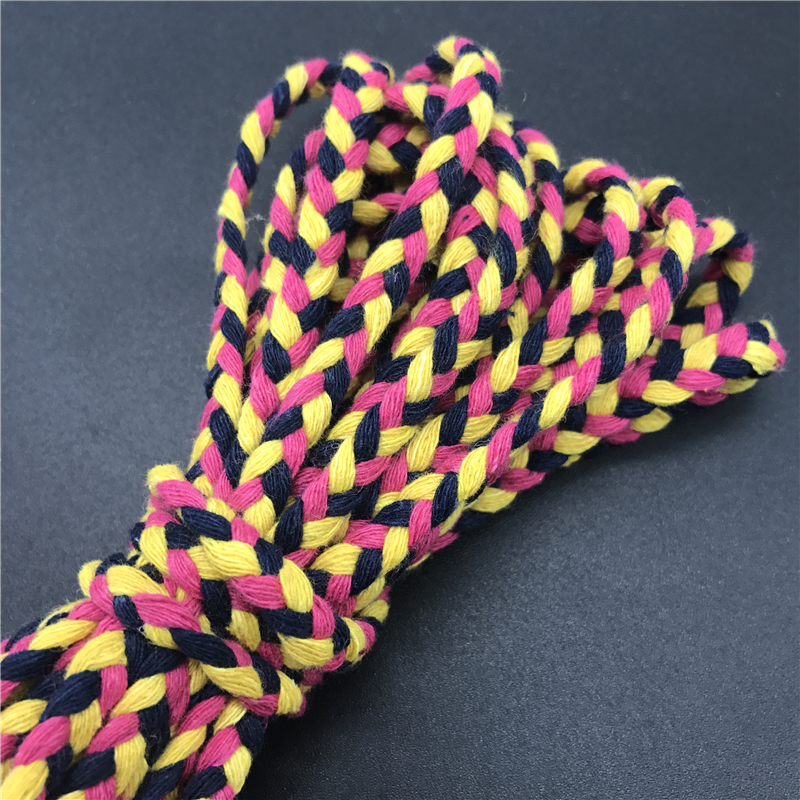 5 yards / lot 6mm bomulds reb fladt tricolor flettet reb håndværk dekorativt snoet snor reb til håndlavet dekoration: 05