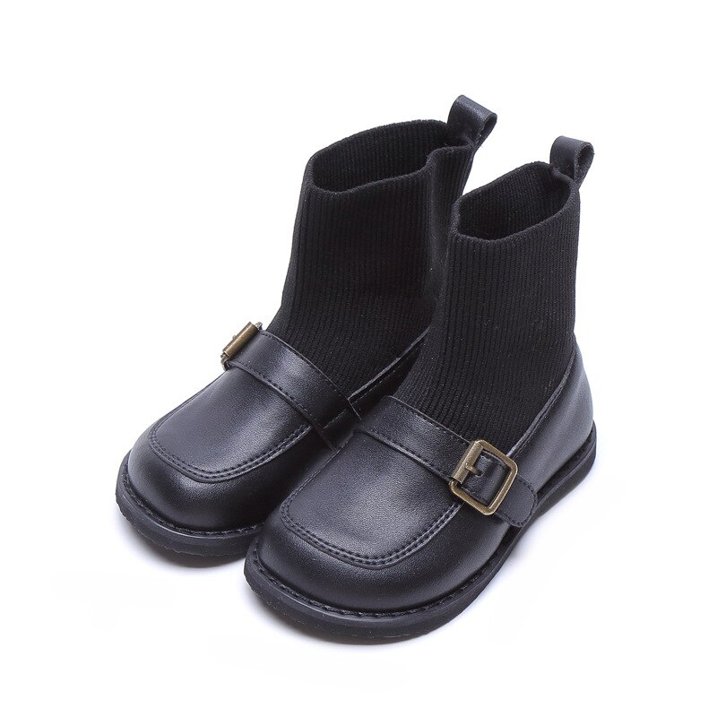 2020 Bambini di inverno Stivali Ragazze Tessuto di disegno Della Caviglia Stivali Scarpe Ragazze Nero casuale Scarpe per Bambini in Pelle Stivaletti SGF096