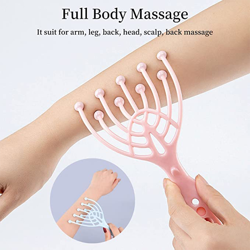 Masseur de tête pour cuir chevelu, 9 à 12 griffes, peigne pour le cou, boule en acier à 9 doigts, relaxation à la main, Spa, soins capillaires à domicile