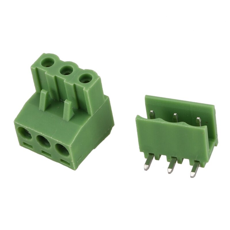 20 stk 5.08mm 3 -veis pcb-montert skruklemme for 14-22 awg ledning