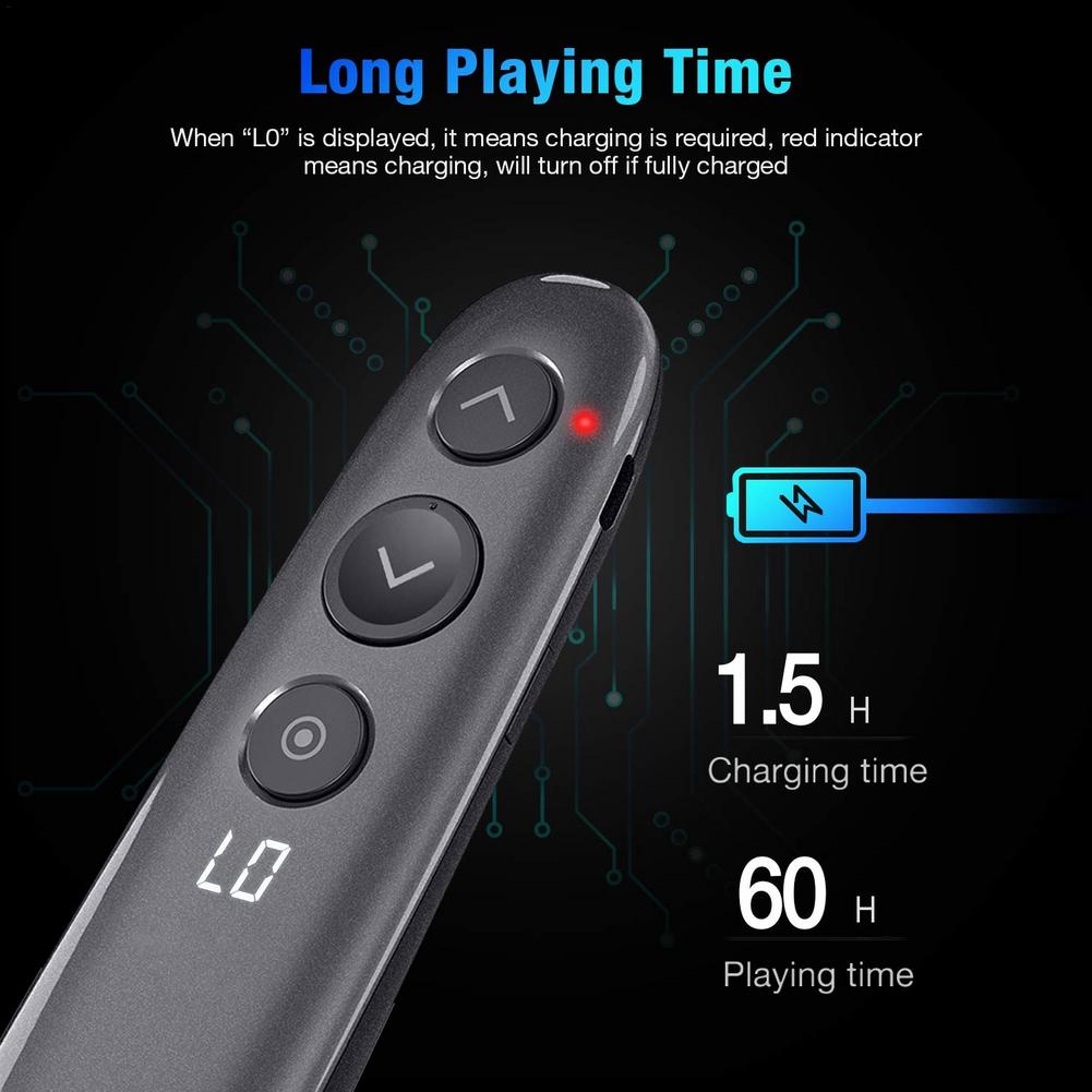 20 meter Afstandsbediening Afstand Draadloze Presenter Benadrukken Vergroten Digitale USB Oplaadbare PPT Presentatie Clicker