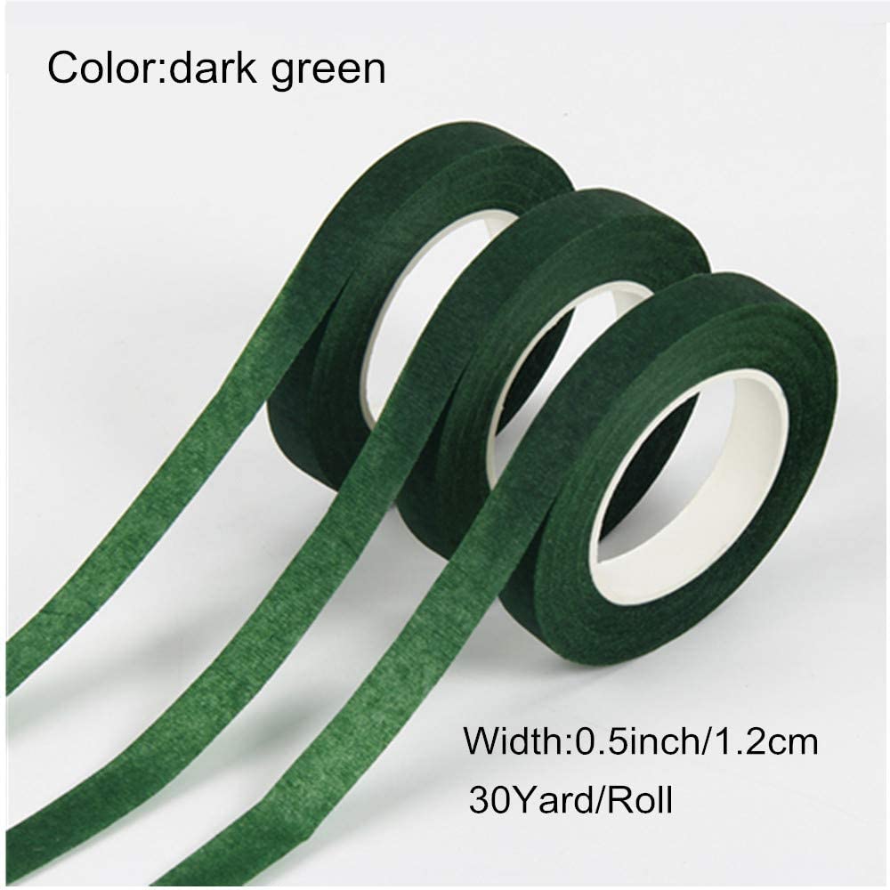 Cintas de flores verdes para envolver tallo de ramo y floristería, cintas para proyectos de manualidades, 1/2 "de ancho, cinta de floristería verde de 30 yardas, 2 cintas