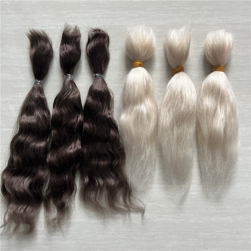 Mohair-Peluca de muñecas Reborn, pelo con té dorado claro, marrón, para bricolaje, fácil de lavar y de raíz