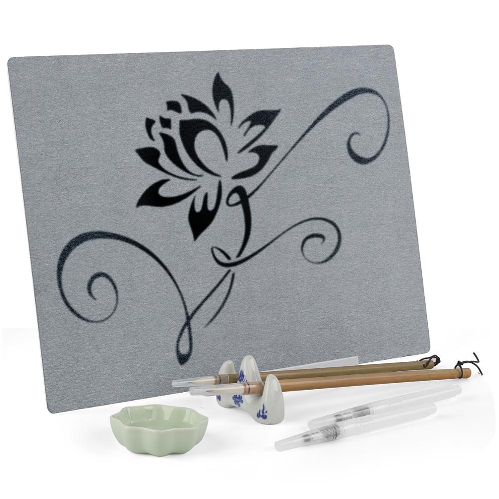Genanvendelig buddha bord vandbræt maling med vandbørste & stativ frigivelse tryk afslapning meditation kunst mindfulness afslappende