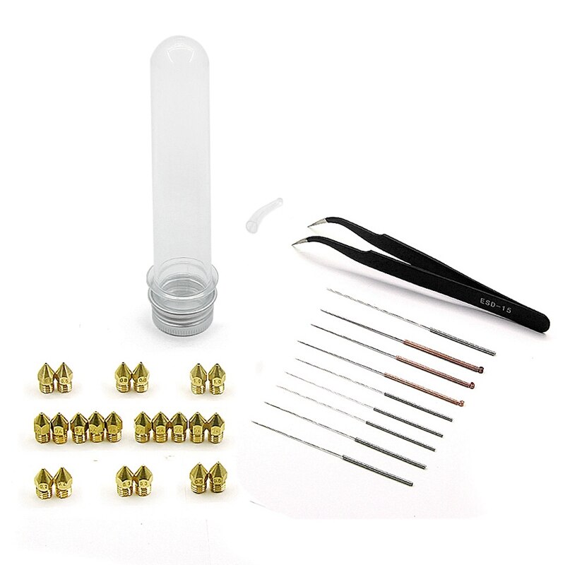 34PCS Nozzle Cleaning Kit Mk8 Nozzle Cleaning Needle Tweezers for 3D Printer