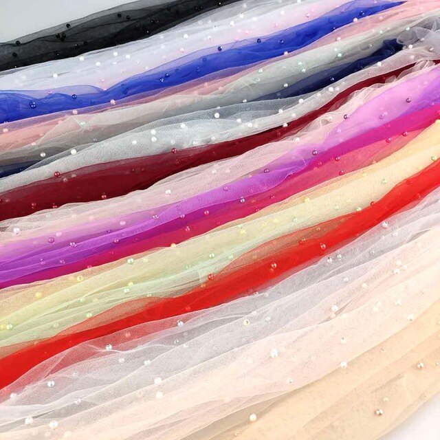Tissu en Tulle et dentelle perlée, 5 mètres, décoration pour robe, , en Stock, 2022