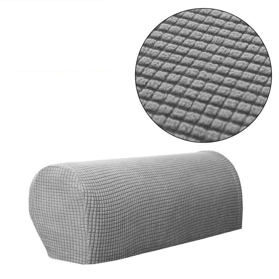 1 Pair Sofa Covers for Living Room Removable Arm Stretch Couch Chair Protector Armchair Covers Armrest Solid Couch Cover: Light Grey