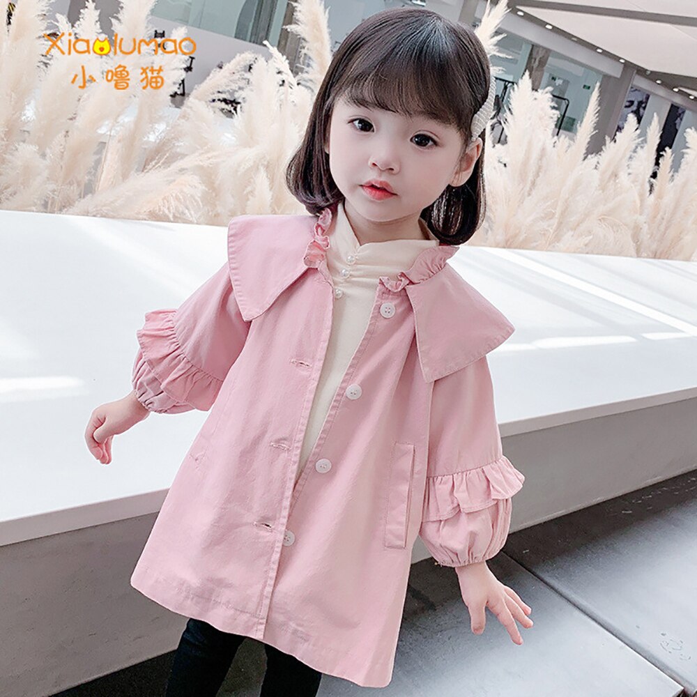 Trenchcoat Kids Kant Stiksels Herfst Jacket Terug Split Effen Kleur Jongen Windjack Voor Meisjes Kinderkleding Mode Kraag