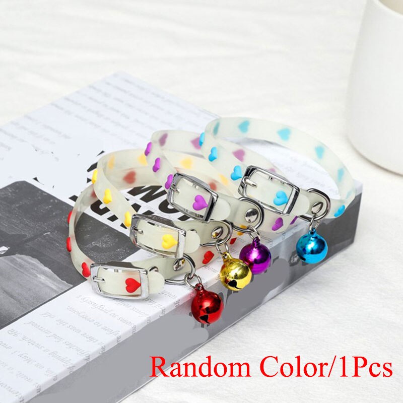 Collar fluorescente para perro, suministro ajustable para mascotas con correa para cuello de mascotas, anillo de cuello para mascotas que brilla en la oscuridad, suministros para mascotas: heart