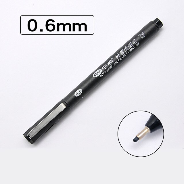 Fine Line Needle Pen for Cartoon Sketching, Comic, Manga, Artist Illustration, Technical Drawing, Figure: 0.6mm