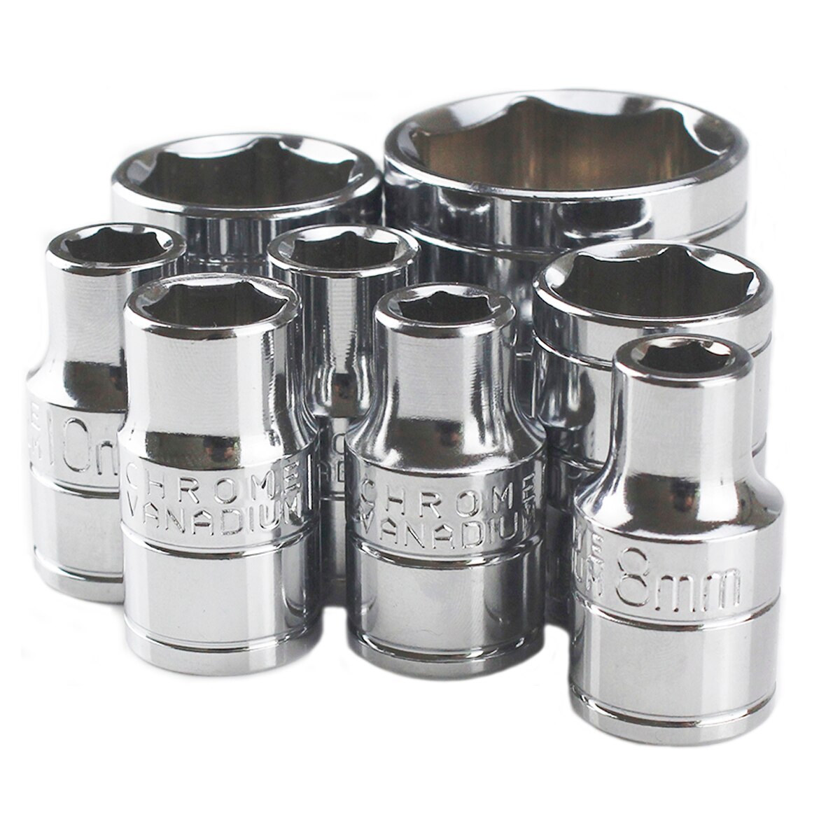 8~32mm Standard Socket 1/2" inch Drive Size MM Metric System Chrome Finished Cr-V Steel Made