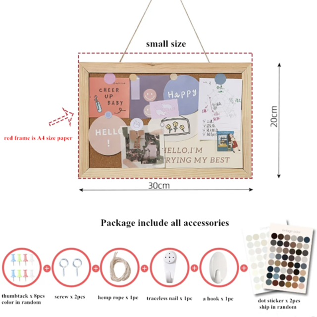 Kawaii Zachte Houten Brief Message Board Decoratieve Postkaart Foto Muur Kurk Boord Memo Papier Achtergrond Board Briefpapier: 20x30cm