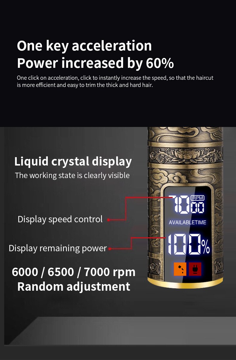 Cortador de pelo Vintage T9, cortadora de pelo eléctrica , afeitadora Original, recortadora de barba, carga rápida USB, pantalla LCD
