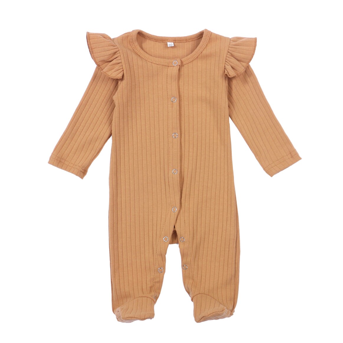 Baby Jongen Meisje Footed Romper Leuke Lange Mouwen Effen Kleur Gebreide Een Stuk Footies Pyjama 0-6Months: B / 3M