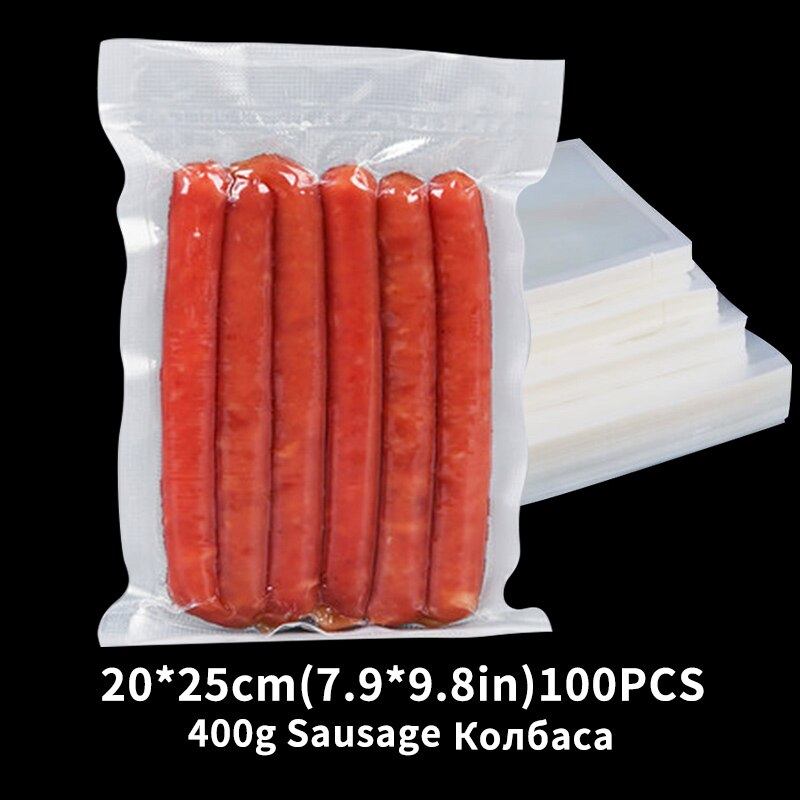 100PCS /Lot Vacuum Bags For Food BPA-Free Storage Film Heated& Freezer Bags Kitchen Food Grade Packaging Bag For Vacuum Sealer: 20-25cm100pcs