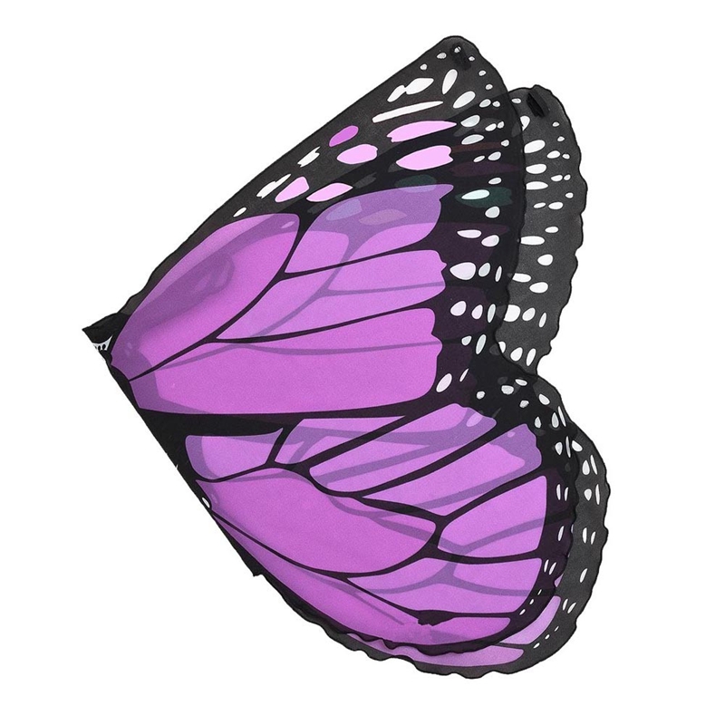 Chal de mariposa para niños y niñas, chal con mariposas de dibujos animados bohemios, accesorio de disfraz, ropa de princesa: Purple
