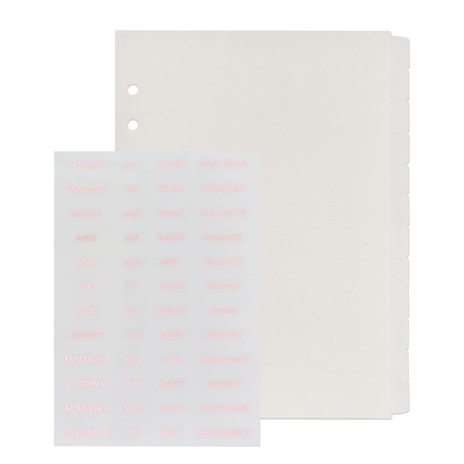 A5 Notebook Monthly Tab Ring Dividers Rose Gold Stickers Frosted Index Plastic Planner Dividers A5 Clear with 12 Side Tabs