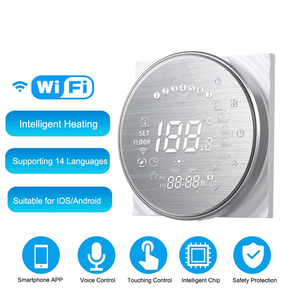 Water Heating Energy Saving Smart Thermostat with Touchscreen LCD Display Weekly Programmable Room Temperature Controller: Al with wifi