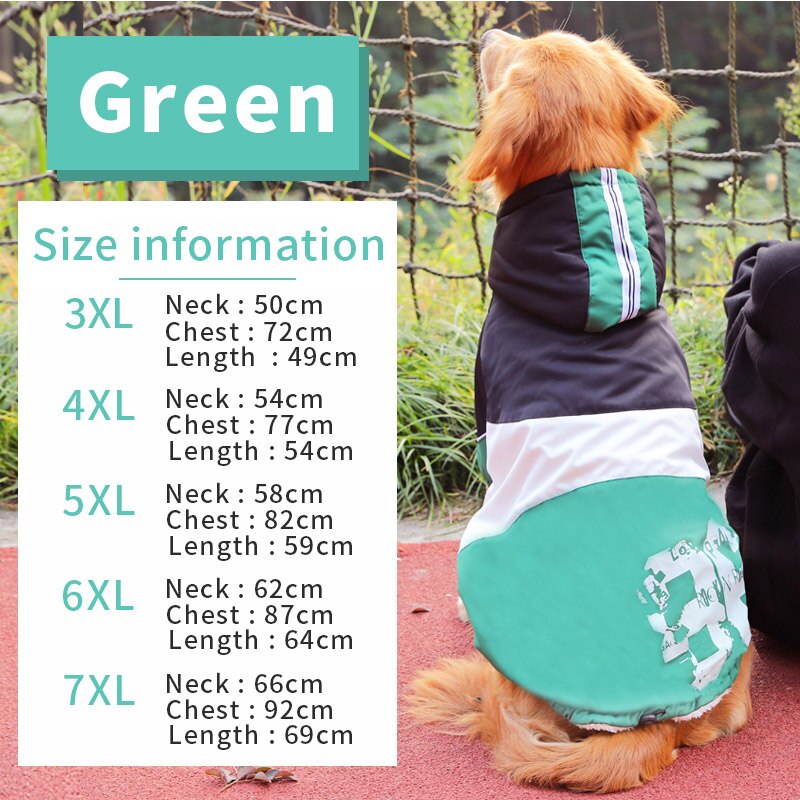 Hoopet store hundetøj stor hund frakke lilla varm bomulds-polstret to fødder tøj tykkere hættetrøje frakke jakke hundetøj: Grøn / 3xl