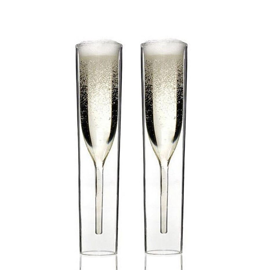 KHGDOR Double couches coupes à Champagne flûtes en verre gobelet bulle vin tulipe Cocktail Whisky tasse de fête de mariage tasses