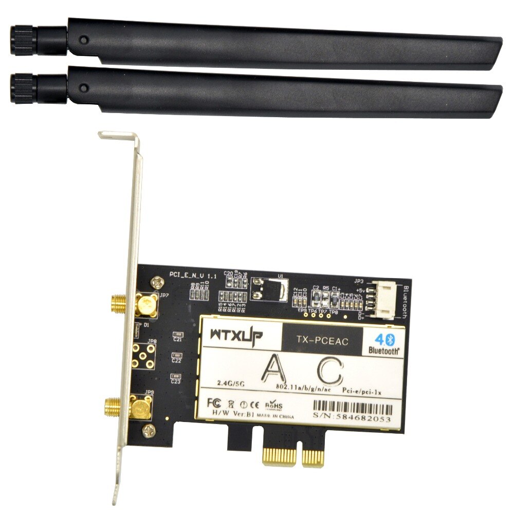 Wtxup qualcomm atheros qcnfa344 1200 mbps desktop 802.11ac pci express wifi adaptador sem fio pci-e + bluetooth 4.1 bt 4.1