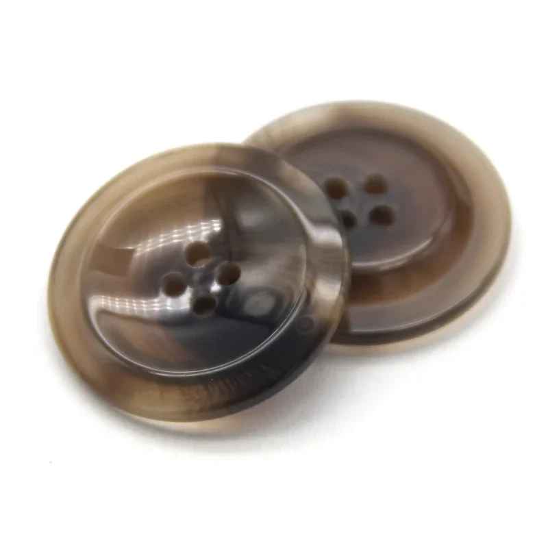 Botones marrones de cuerno Beige de resina esmaltada de 30mm para coser cárdigan para mujer, traje, abrigo, suéter, accesorios decorativos hechos a mano,: 3 # / Opaco