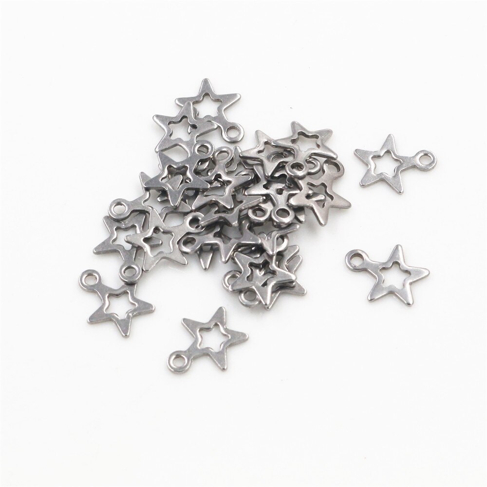 30 teil/los Hohl Reize 316 Edelstahl fünfzackigen Stern Hohl Nette für halskette anhänger Reize diy schmuck machen: 10x8mm