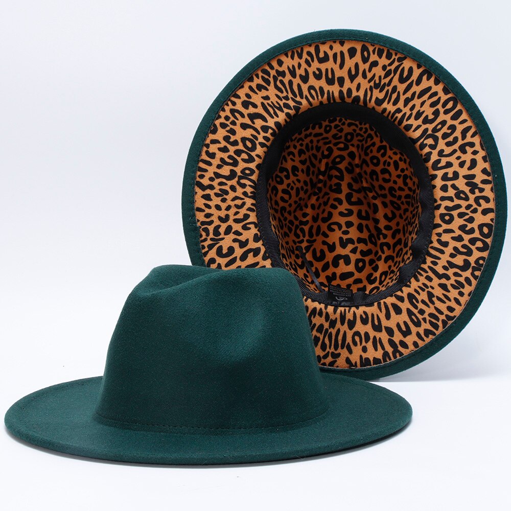 Fedora Vrouwen Hoeden Luipaard Print Patchwork Solid Mannen Vrouwen Panama Vilten Hoeden Winter Jazz Vrouwen Fedora Hoed Sombrero De Mujer: 09