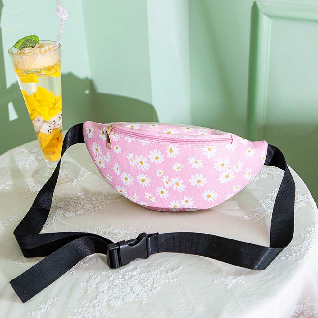 Women Flowers Zipper Messenger Bag Beach Chest Bag Waist Bag Phone Bag Outdoors Sports Bag Woman Decorate Bag#4