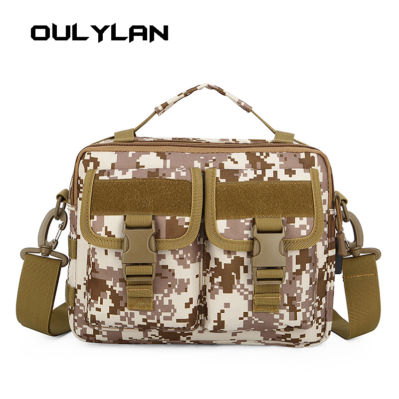 Oulylan Camouflage Shoulder Bag for Men Outdoor Crossbody Back Small Tool Bag USB Charging Handbag Sport Hiking Bag: SKY BLUE