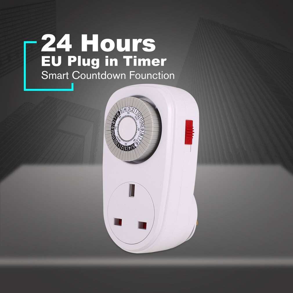 24 Hours Plug in Mechanical Grounded Programmable Timer Switch Smart Countdown Switch Socket Indoor Auto Power off