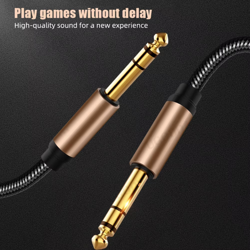 6.35mm 1/4" Hane TRS till Hane TRS Balanserad Stereoljudkabel Guldpläterad Jack 6.35 mm till 6.35 mm Gitarrkabel