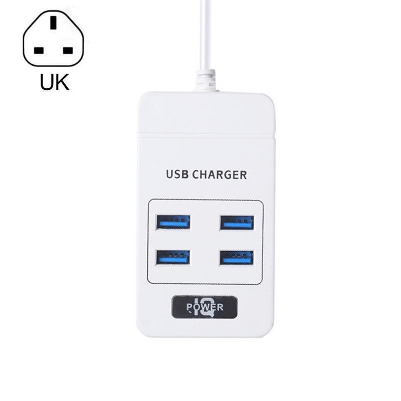 Best 4-PORT USB Port 4A Wall Charger Adapter EU Plug Socket Power Outlet Panel Grounded Electric Wall Charger Adapter Charging: white UK