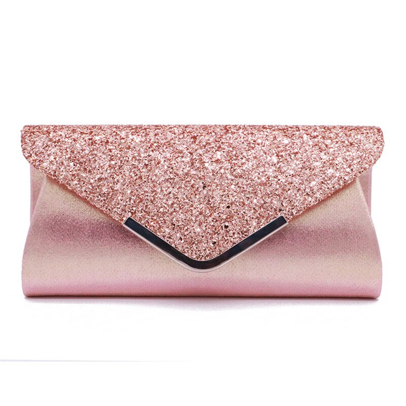Nova mulher brilho shimmer bolsa envelope senhoras lantejoulas festa à noite baile de formatura saco embreagem inteligente: Rosa