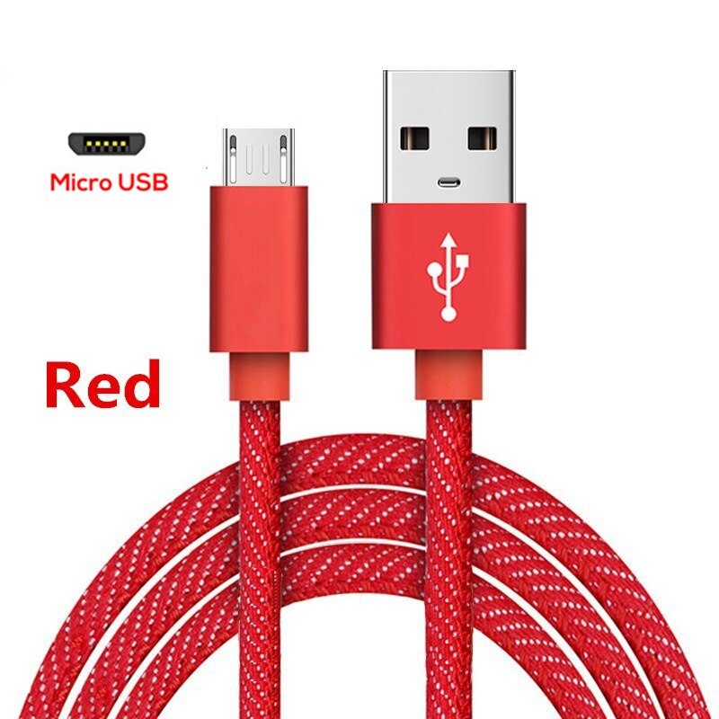 Micro Usb Kabel Snelle Lader Usb Data Kabel Nylon Sync Cord 3A Voor Samsung Xiaomi Huawei Redmi Opmerking 4 5 android Microusb Kabels: Red / 2m