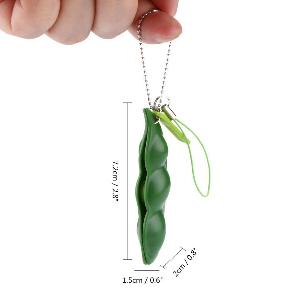 Knijp de bonen, schattige sleutelhanger, speelgoed, groene sojabonen, plastic anti-stress speelgoed, sleutelhanger, anime snuisterijen, sleutelhanger, knijpspeelgoed