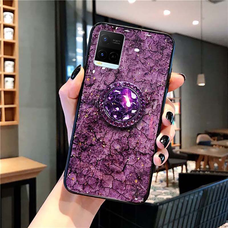 Für VIVO Y21S Y33S Y21 Weiche TPU Strass stehen gehäuse VIVO Y21 Y33 S abdeckung: VIVO Y21S / Lila