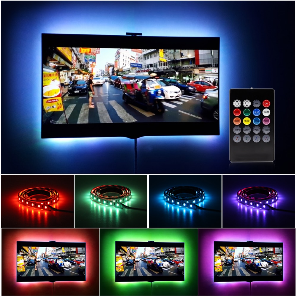 Usb Led Strip 5050 Rgb Flexibele Led Light DC5V Rgb Color Verwisselbare Tv Achtergrond Verlichting.