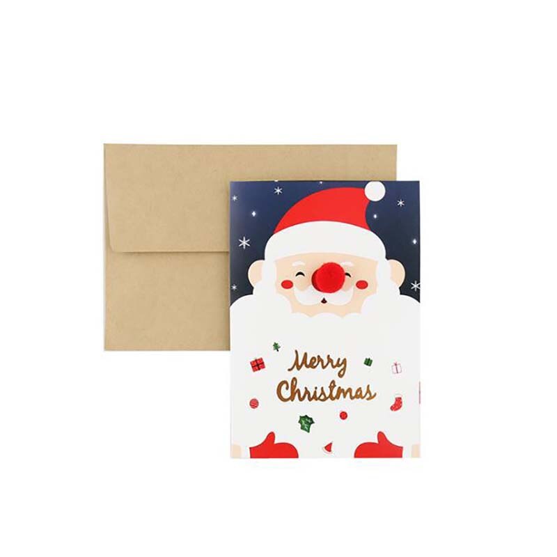 1pc dessin animé noël carte de voeux fête Invitation bricolage décoration carte noël bénédiction carte postale avec enveloppe: C